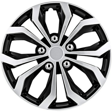 Set of 4 Pilot WH544-14C-BLK Universal Fit Formula Series Black and Chrome  14 Inch Wheel Covers 